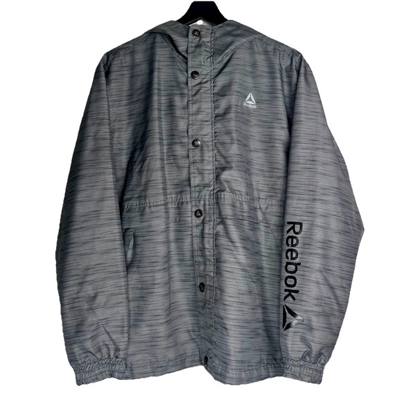 Reebok Other - Reebok Boys XL 18/20 Gray Space Dye Hooded Windbreaker Jacket Full Zip Mesh Line